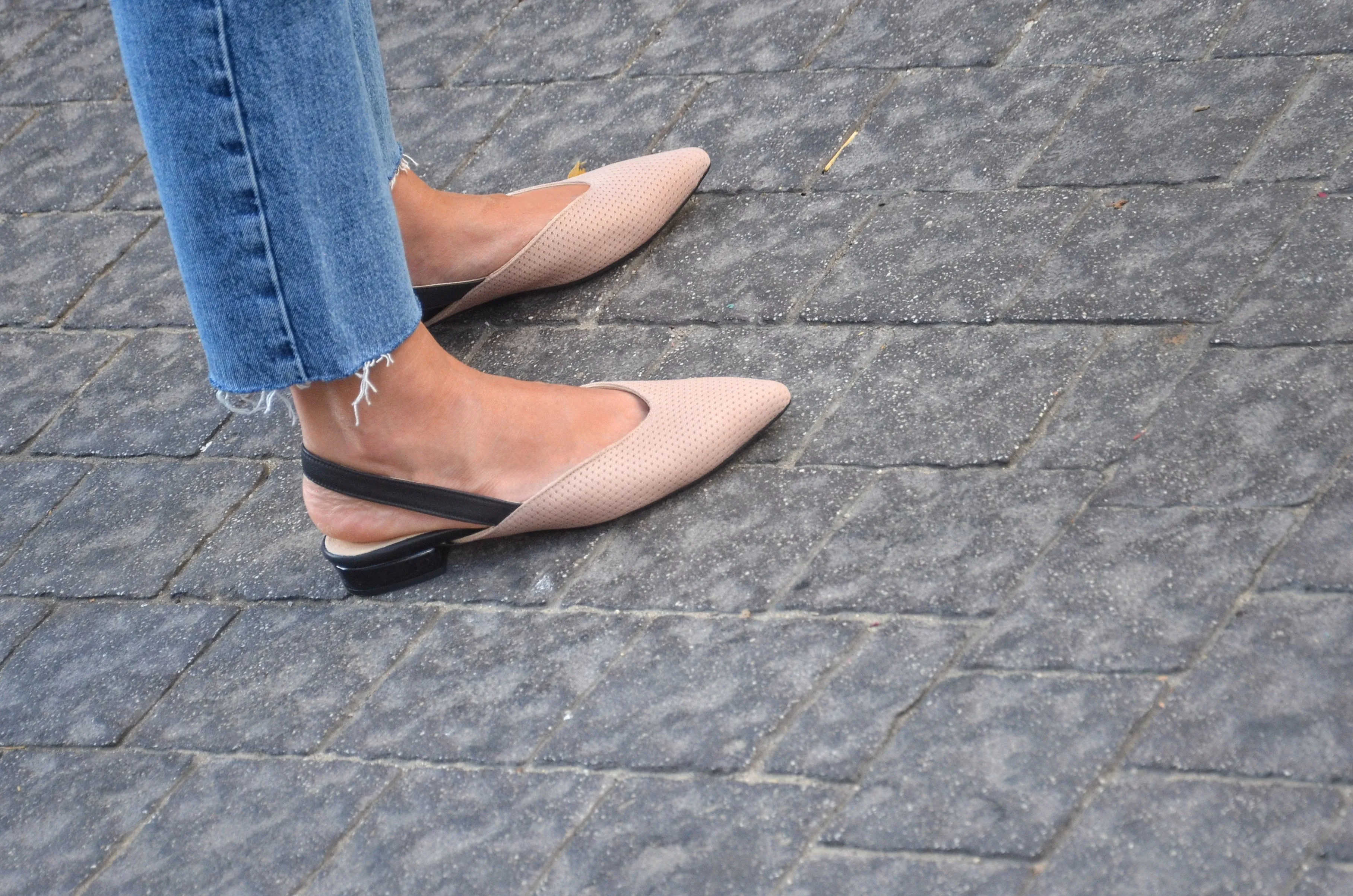#14 Pale Pink & Black Flats