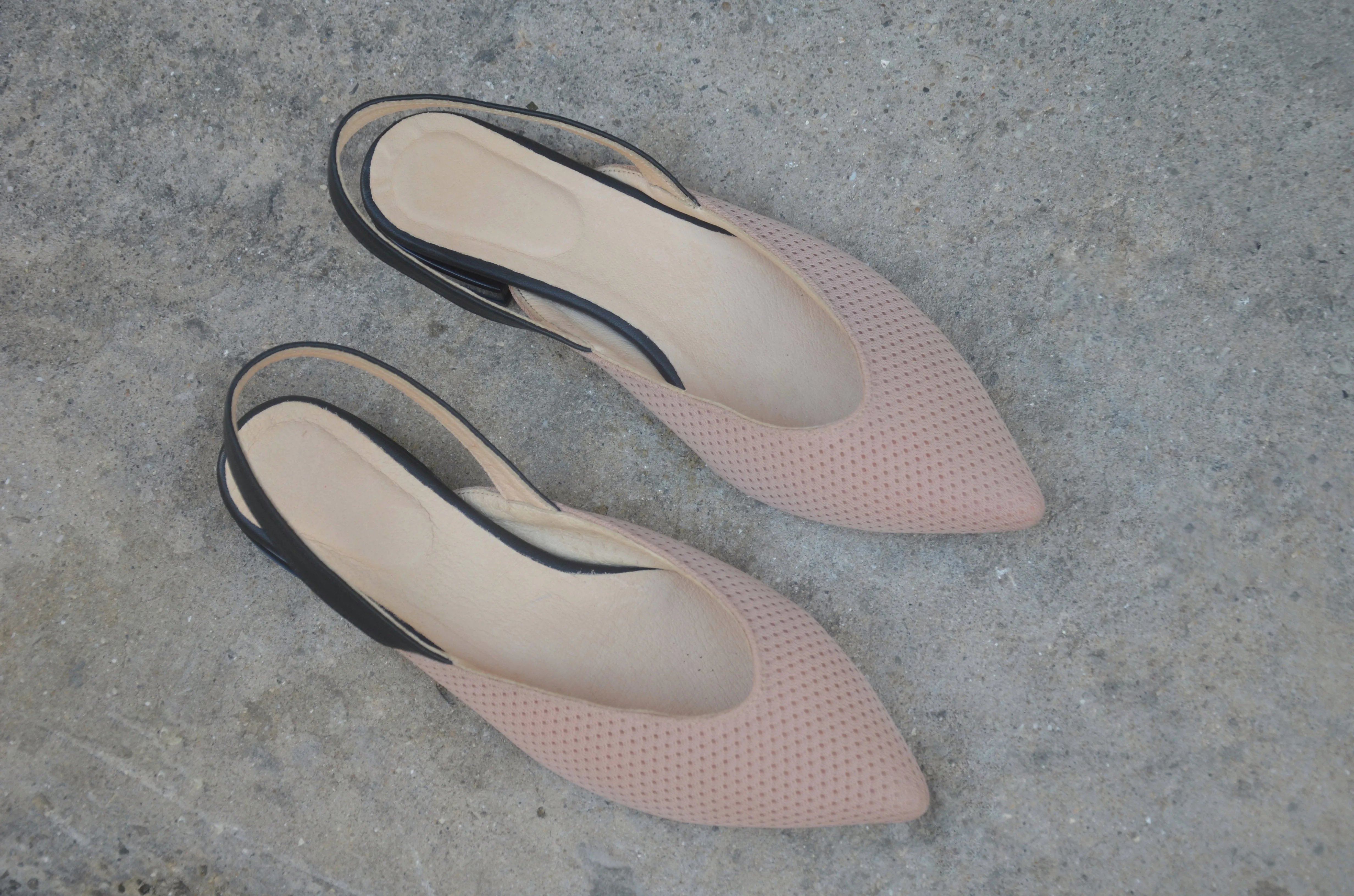 #14 Pale Pink & Black Flats