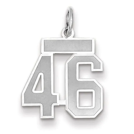 14k White Gold Satin Brush Finish Small Size Number 46 Charm Pendant