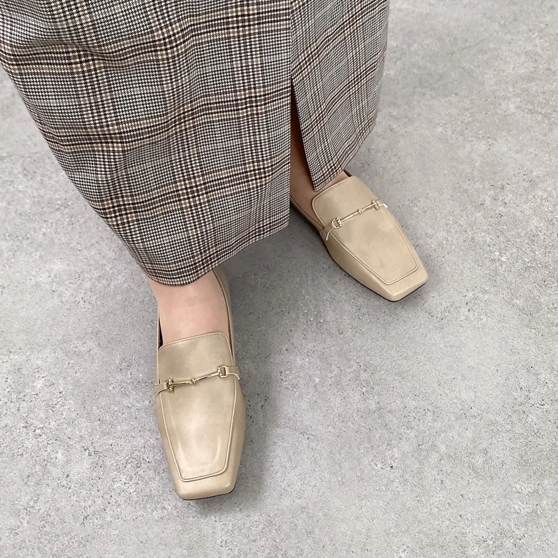 15% OFF: Square toe bit loafer (m10302) Greige