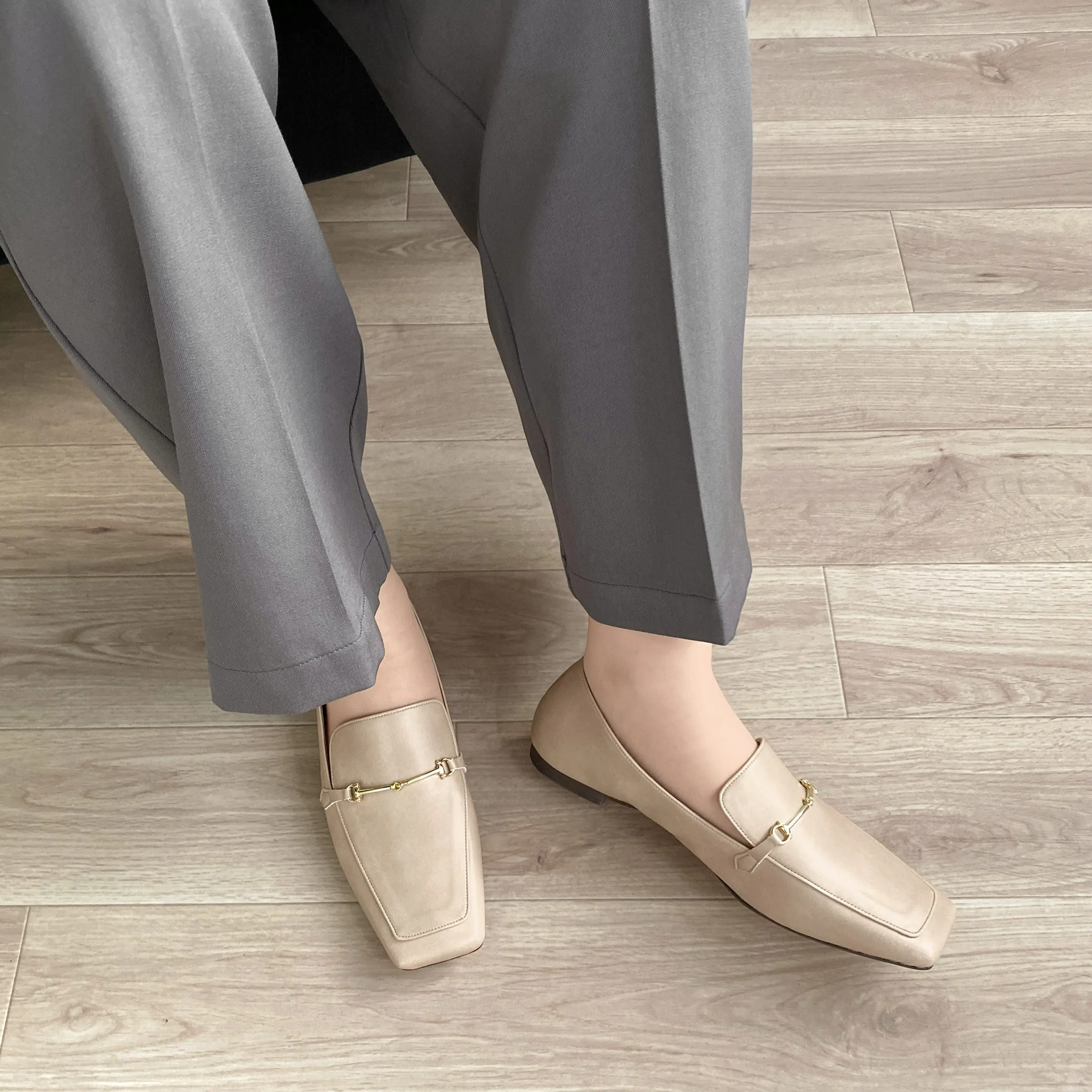 15% OFF: Square toe bit loafer (m10302) Greige
