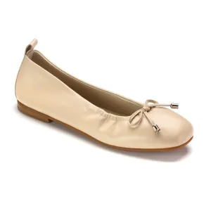 1570 - Cream Leather Square Front Ballet Flats