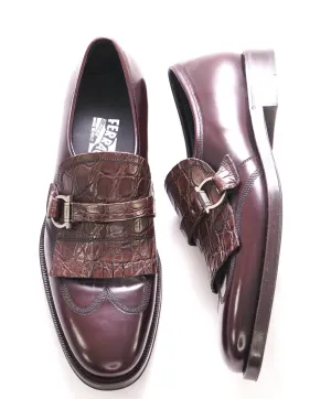 $950 SALVATORE FERRAGAMO - Brown *CROCODILE* Leather Loafer- 8 D