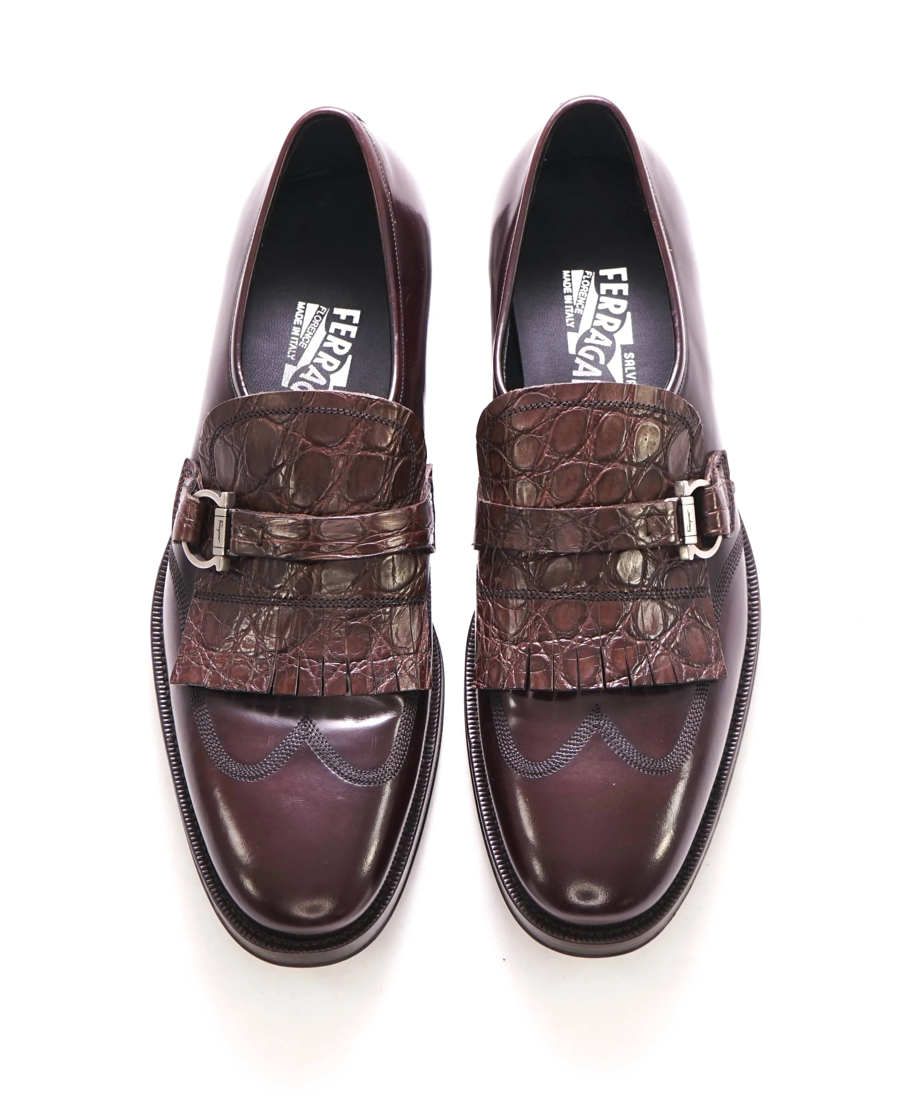 $950 SALVATORE FERRAGAMO - Brown *CROCODILE* Leather Loafer- 8 D