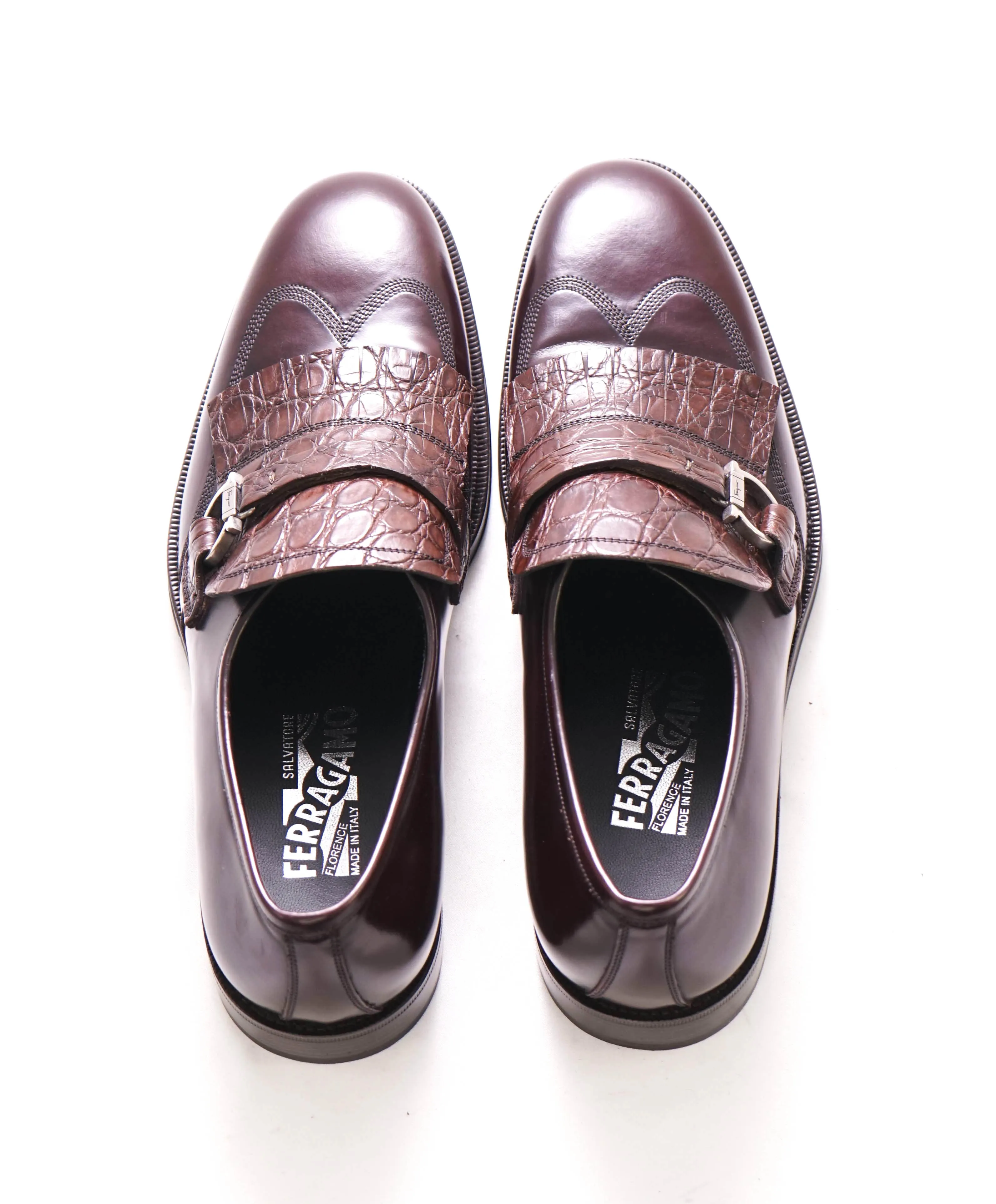 $950 SALVATORE FERRAGAMO - Brown *CROCODILE* Leather Loafer- 8 D