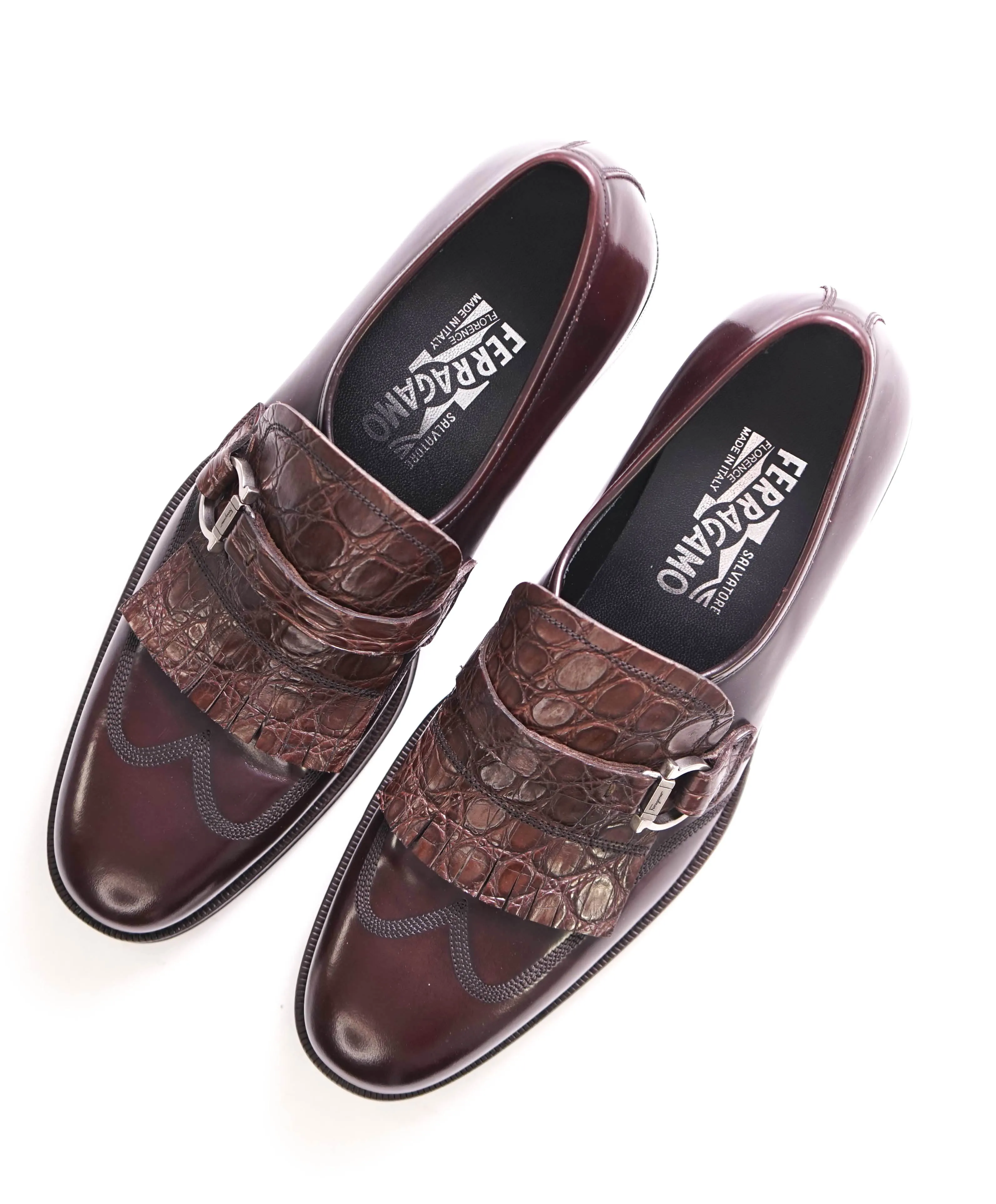 $950 SALVATORE FERRAGAMO - Brown *CROCODILE* Leather Loafer- 8 D
