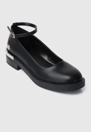A Smiling Heart Ankle-Strap Flats & Ballerina (Black)