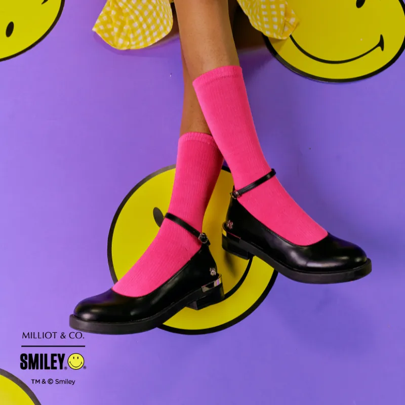 A Smiling Heart Ankle-Strap Flats & Ballerina (Black)