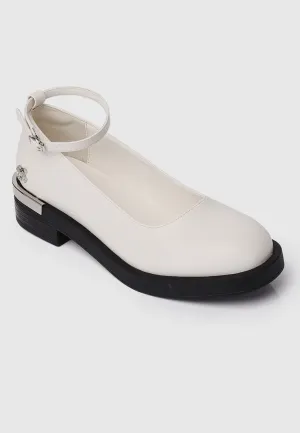 A Smiling Heart Ankle-Strap Flats & Ballerina (Bone)