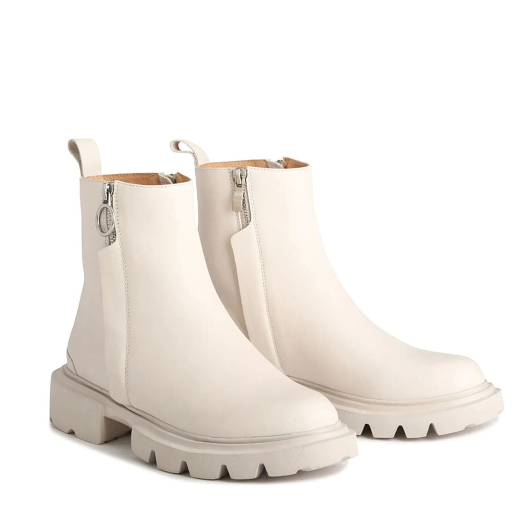 ADELA LEATHER CHUNKY ANKLE BOOTS
