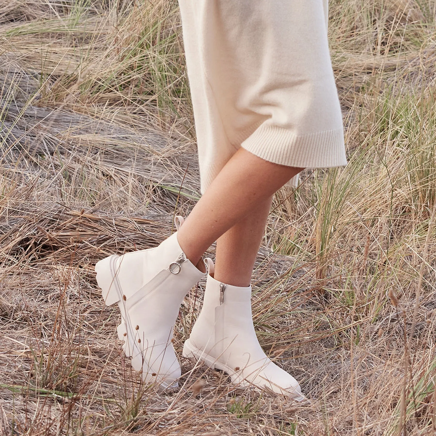 ADELA LEATHER CHUNKY ANKLE BOOTS