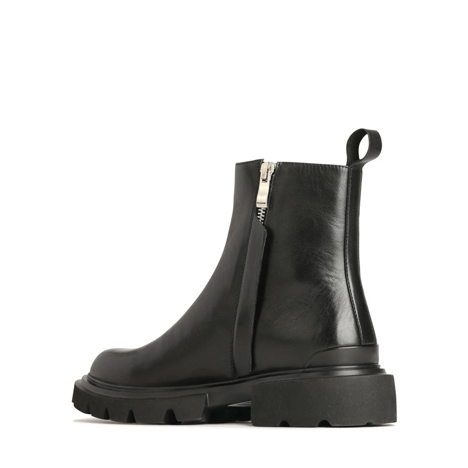 ADELA LEATHER CHUNKY ANKLE BOOTS