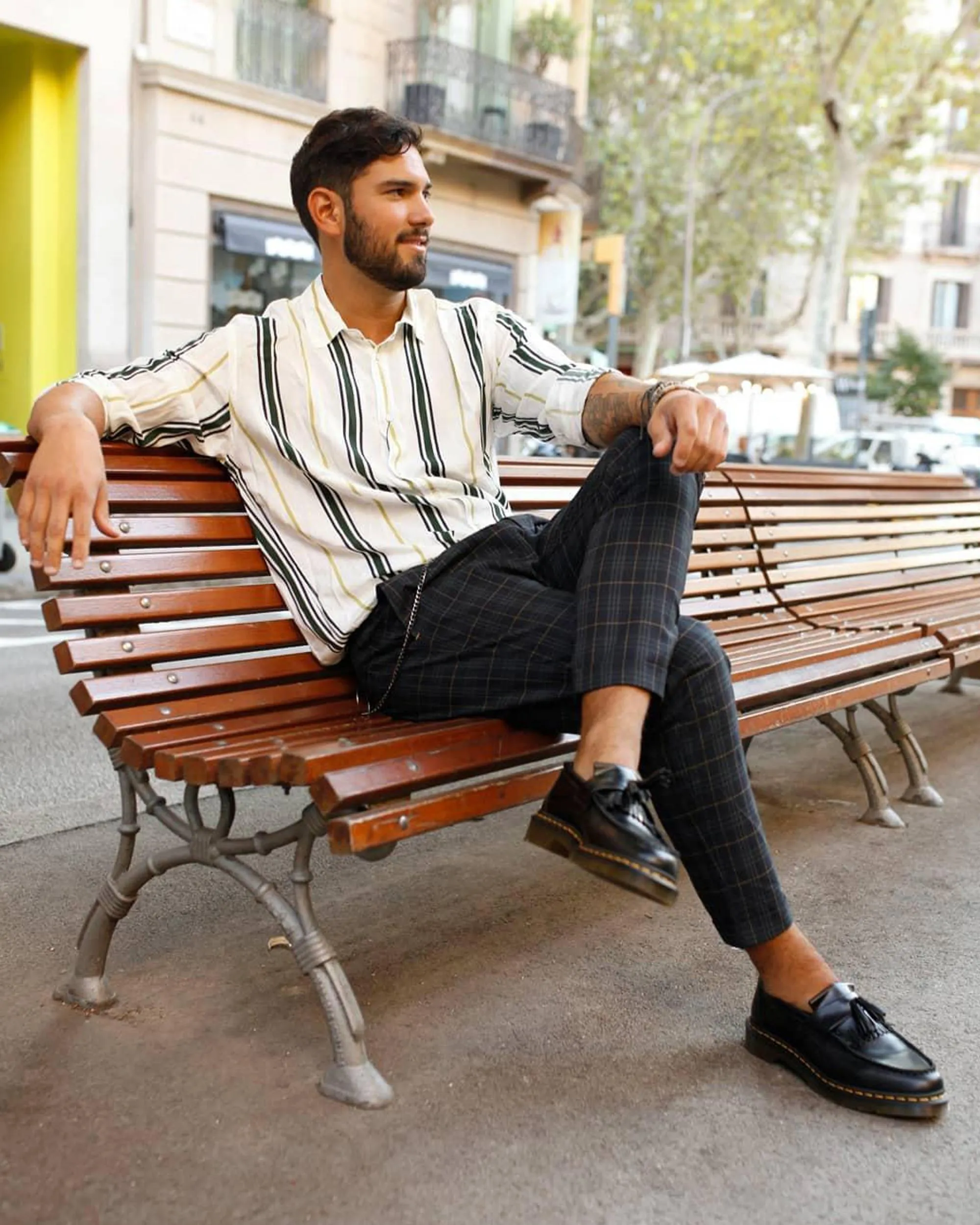 Adrian Yellow Stitch Smooth Leather Loafers