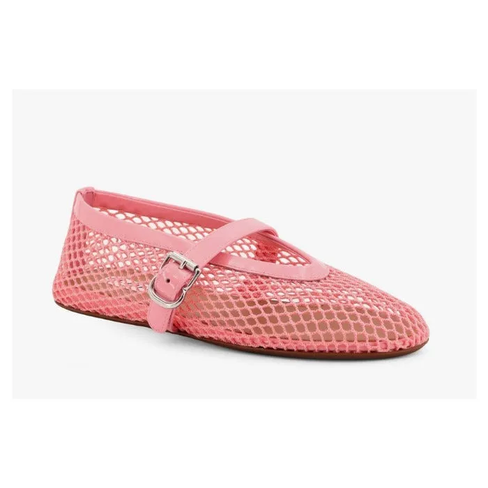 ALAIA BALLET FLATS IN LIGHT PINK MESH FISHNET