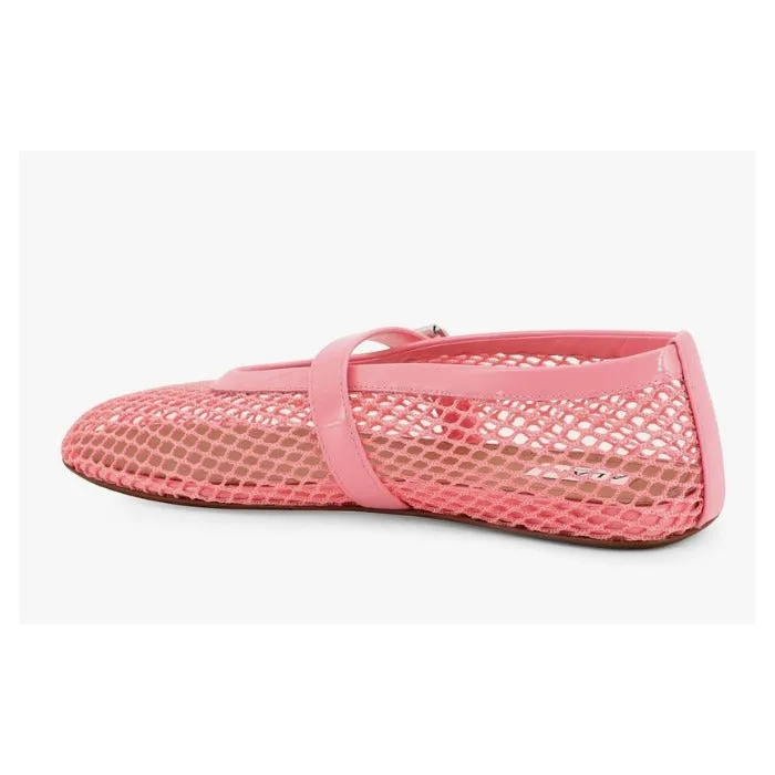 ALAIA BALLET FLATS IN LIGHT PINK MESH FISHNET