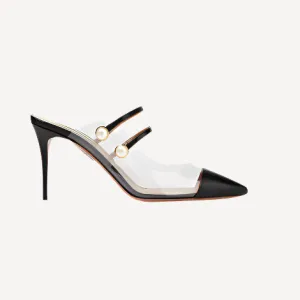 AQUAZZURA Oz 85 Faux Pearl Embellished PVC Mules