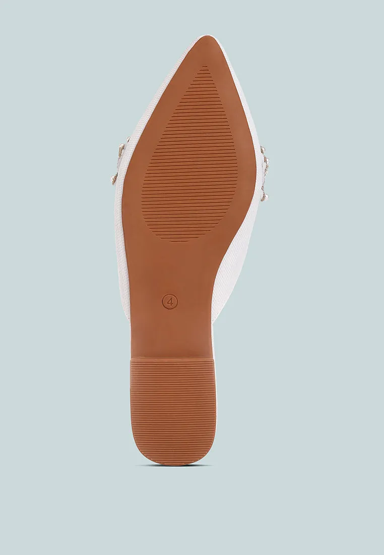 Astre Pearl Embellished Shimmer Mules