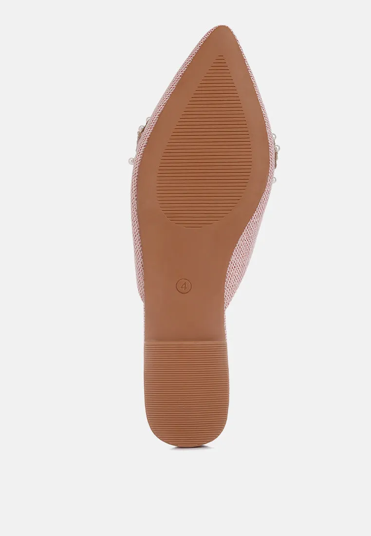 Astre Pearl Embellished Shimmer Mules
