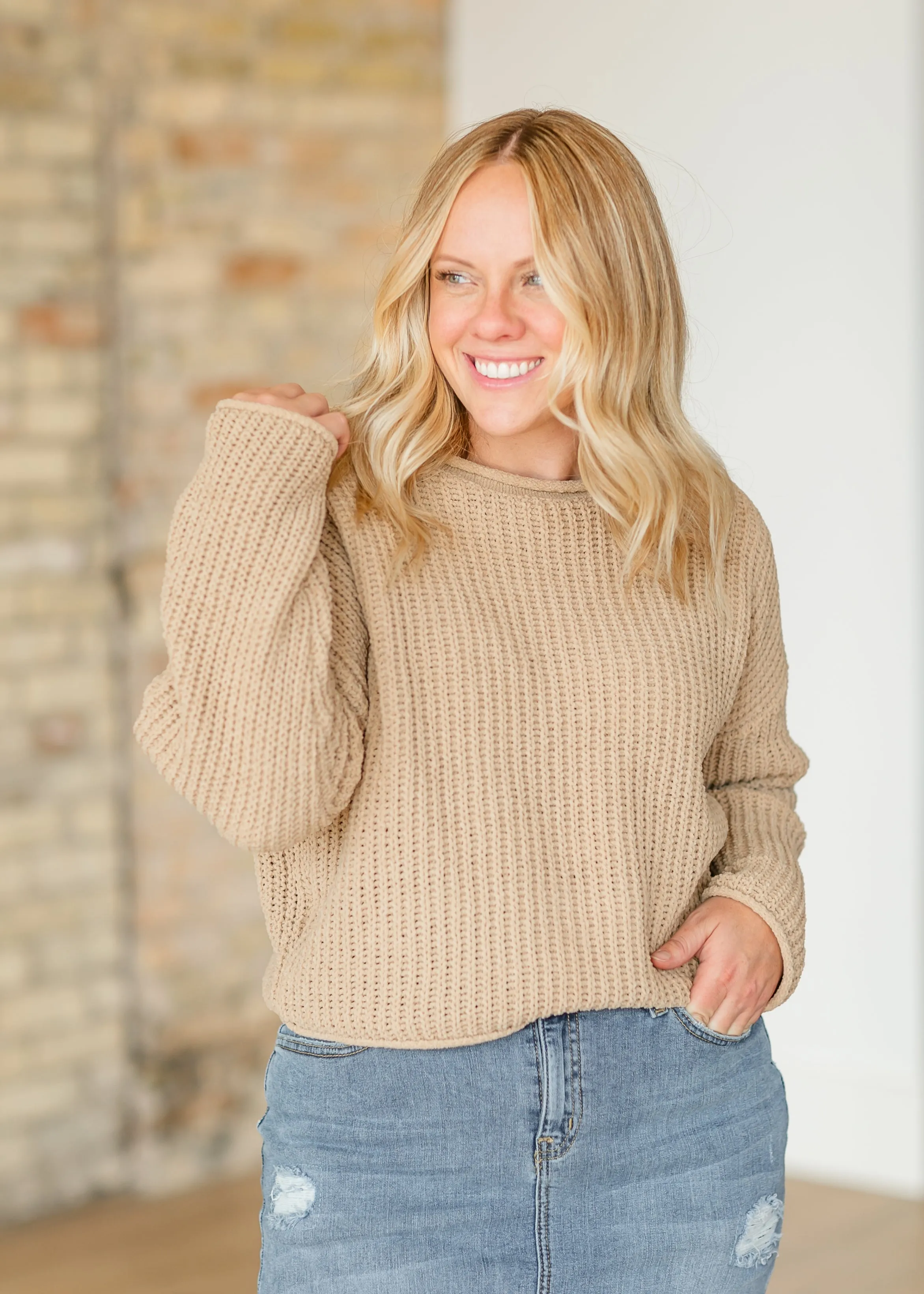 Astrid Drop Shoulder Chain Knit Sweater - FINAL SALE