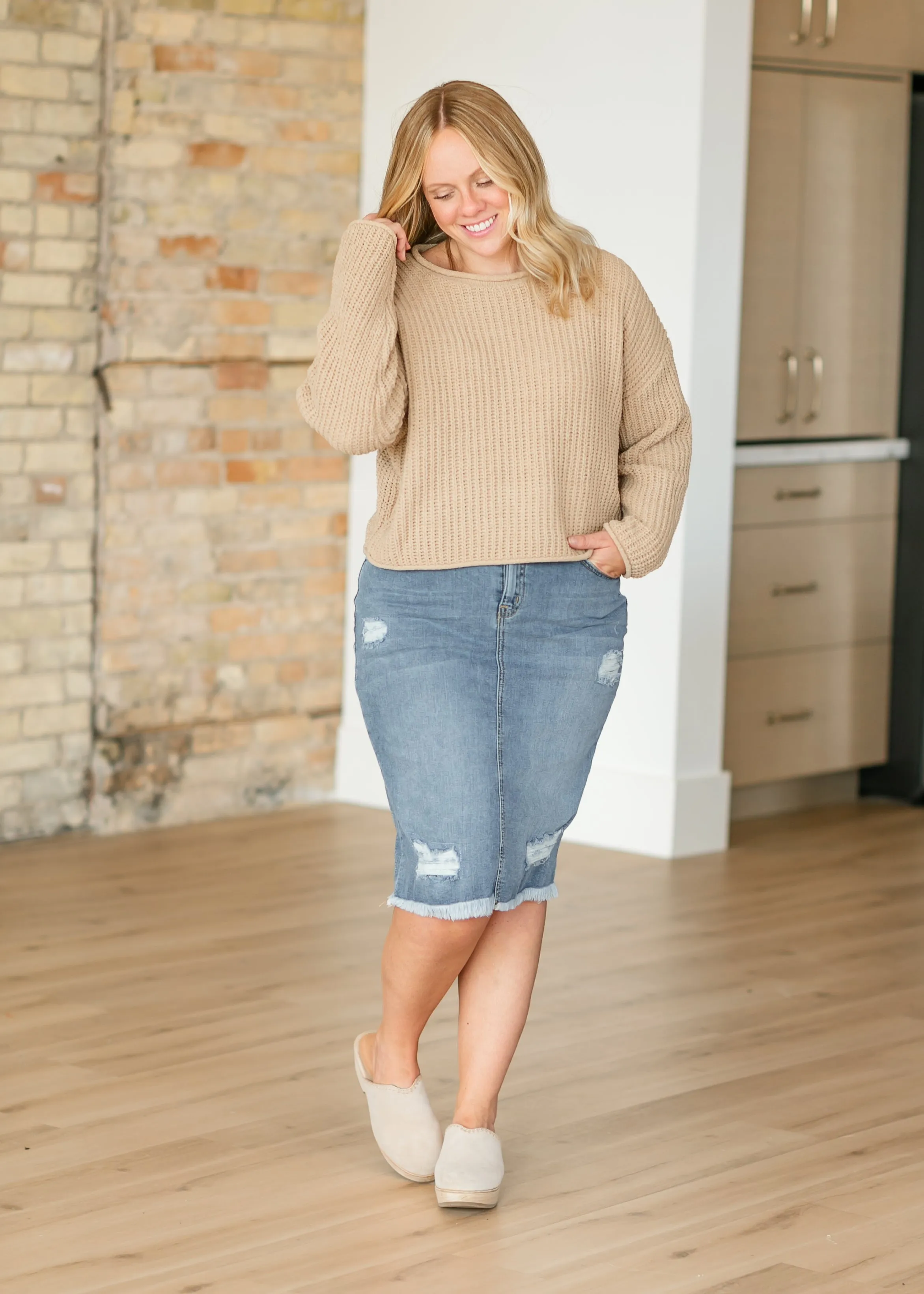 Astrid Drop Shoulder Chain Knit Sweater - FINAL SALE