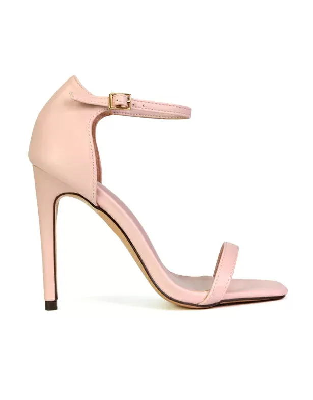 Bambi Square Toe Party Stiletto High Heel Strappy Sandals in Pink