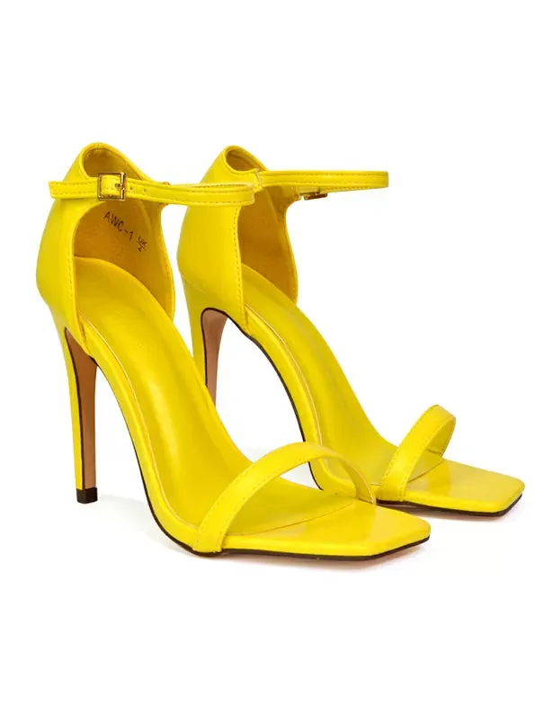 Bambi Square Toe Party Stiletto High Heel Strappy Sandals in Pink