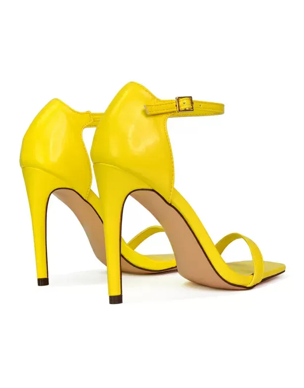 Bambi Square Toe Party Stiletto High Heel Strappy Sandals in Pink
