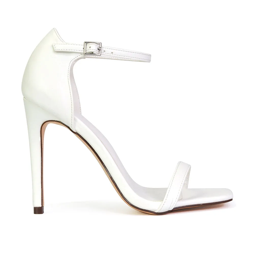 Bambi Square Toe Party Stiletto High Heel Strappy Sandals in Pink