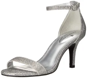 Bandolino Women's Madia Heeled Sandal, SilverFabric, 5