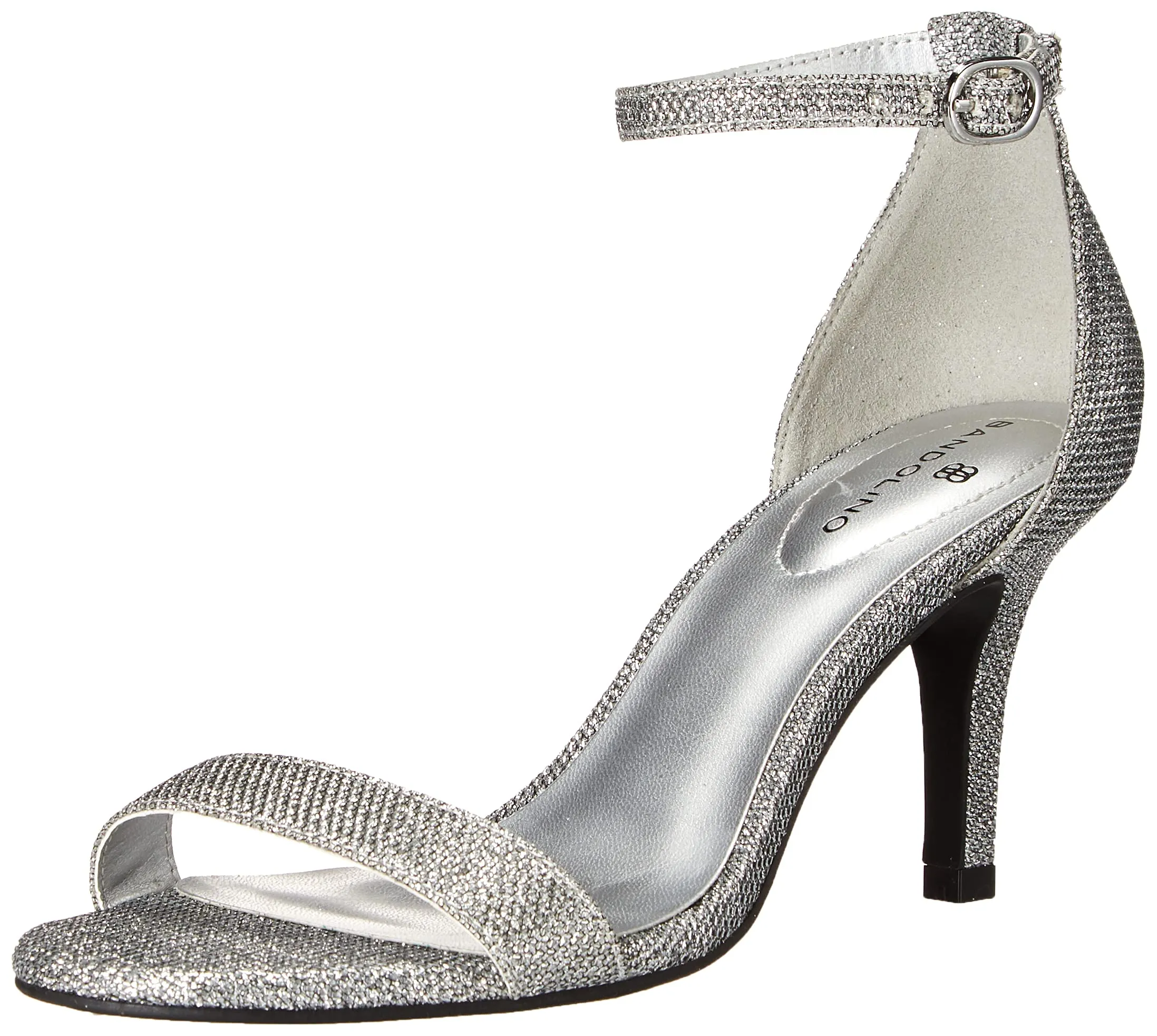 Bandolino Women's Madia Heeled Sandal, SilverFabric, 5
