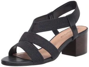 Bella Vita Women's Block Heel Sandal Heeled, Navy Textured Gore, 6.5 Narrow