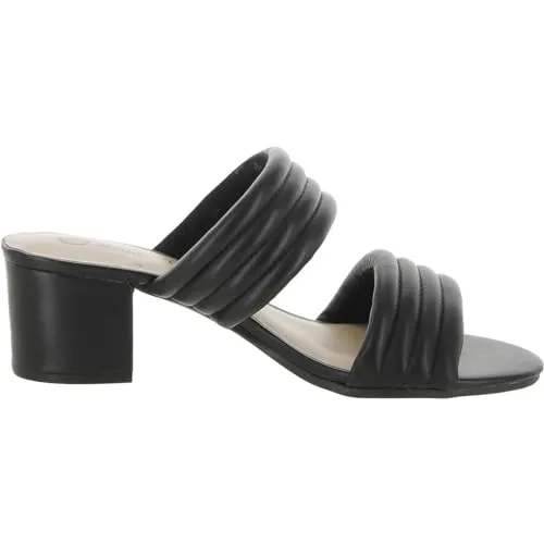 Bella Vita Women's Georgette Block Heel Heeled Sandal, Black Leather, 9