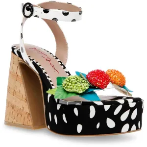 Betsey Women's Sprite Heeled Sandal, Black/White Multi, 7