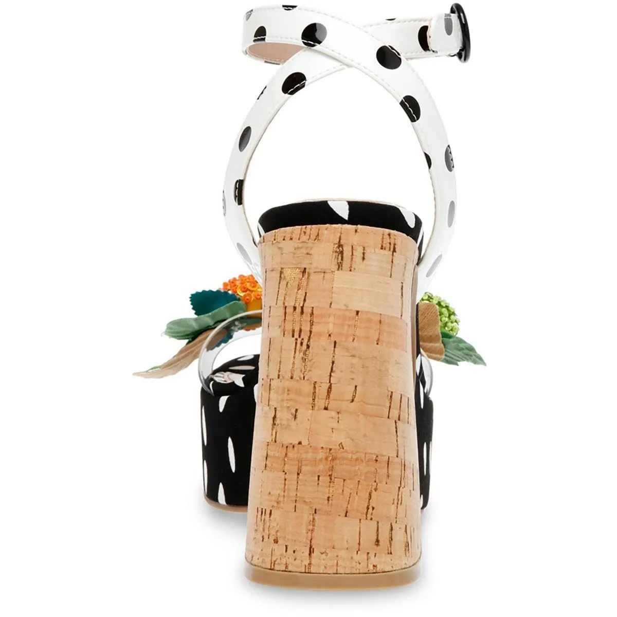 Betsey Women's Sprite Heeled Sandal, Black/White Multi, 8