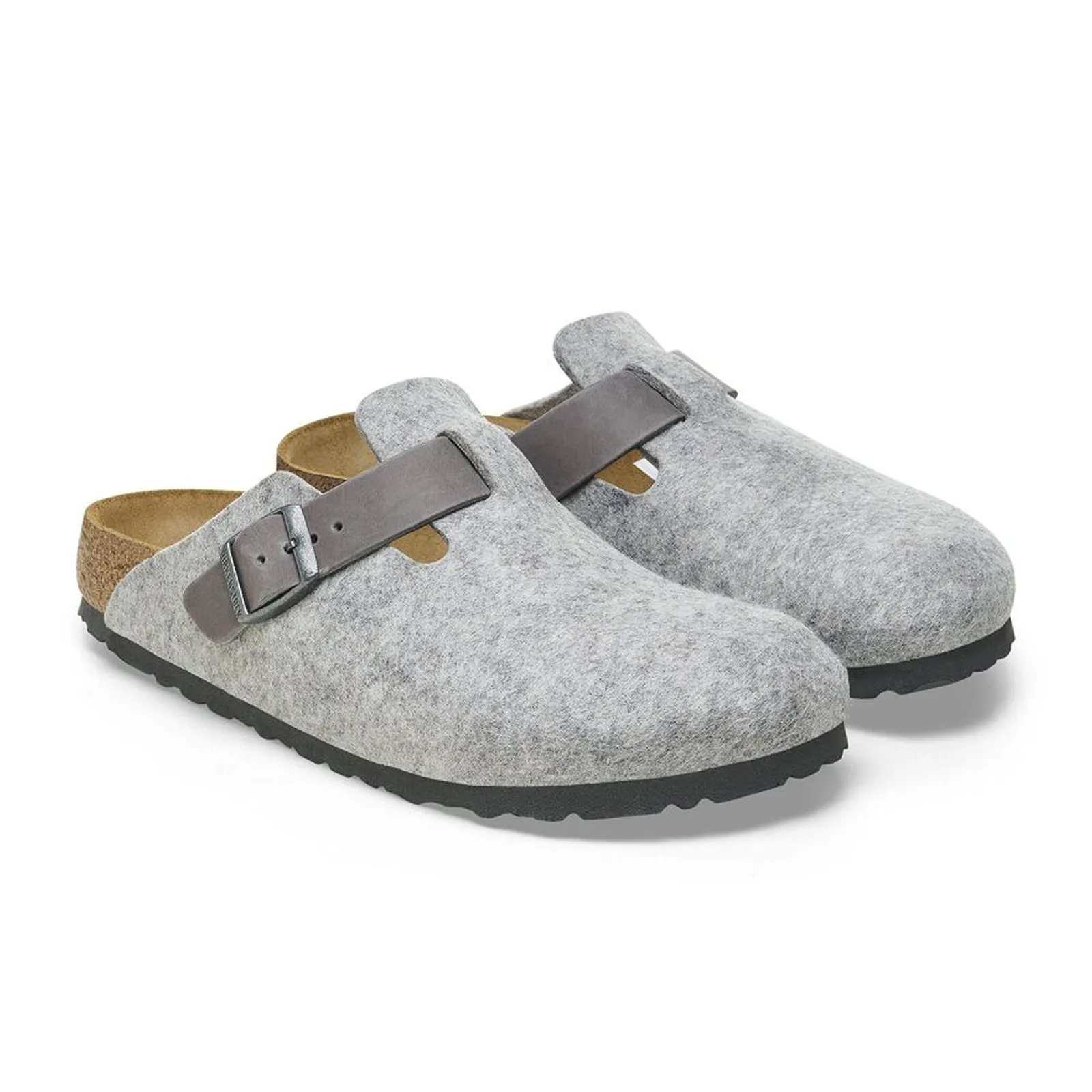 Birkenstock Boston Narrow Clog (Women) - Light Gray Leather/Iron Wool