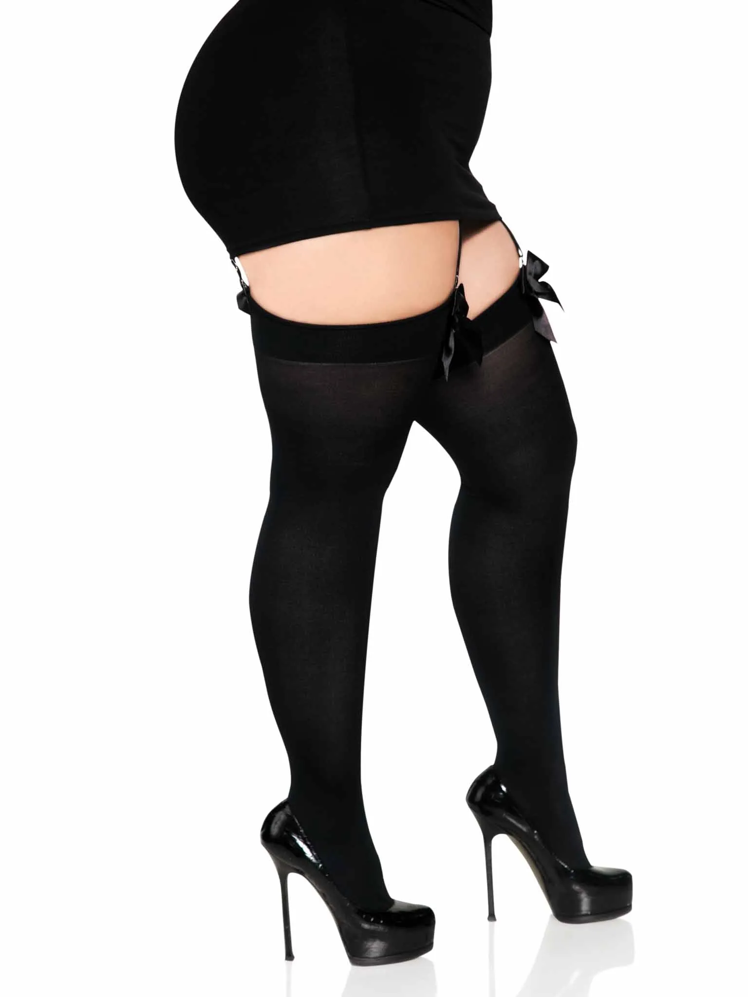 Black Thigh Highs with Black Bows