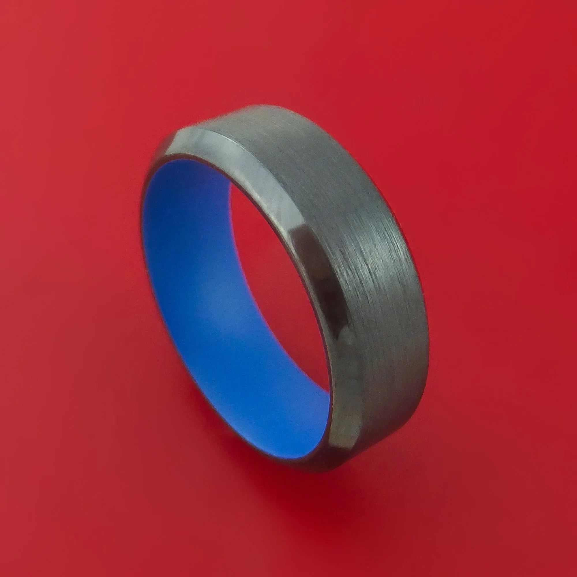 Black Zirconium Ring with Interior Cerakote Sleeve Custom Made Band