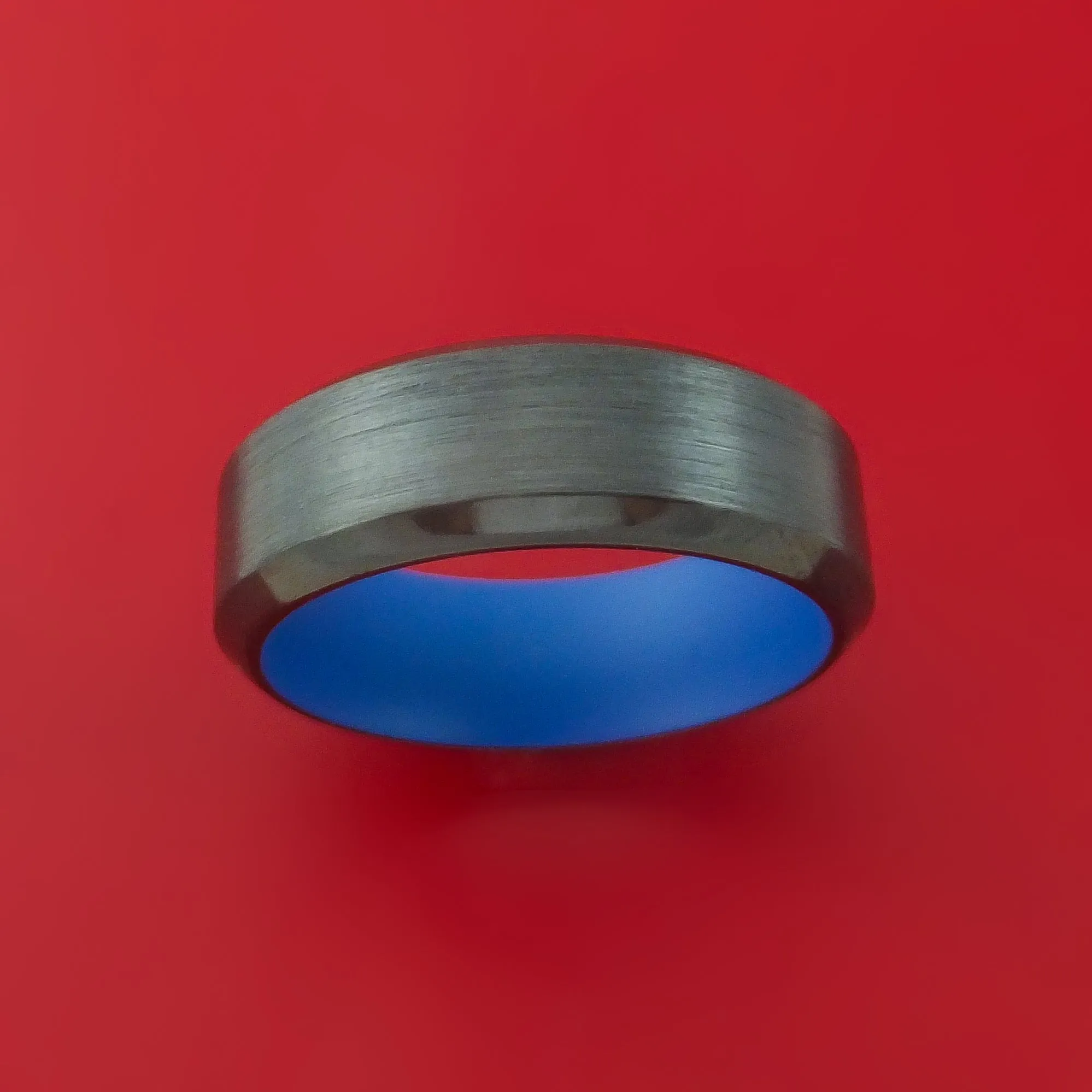 Black Zirconium Ring with Interior Cerakote Sleeve Custom Made Band