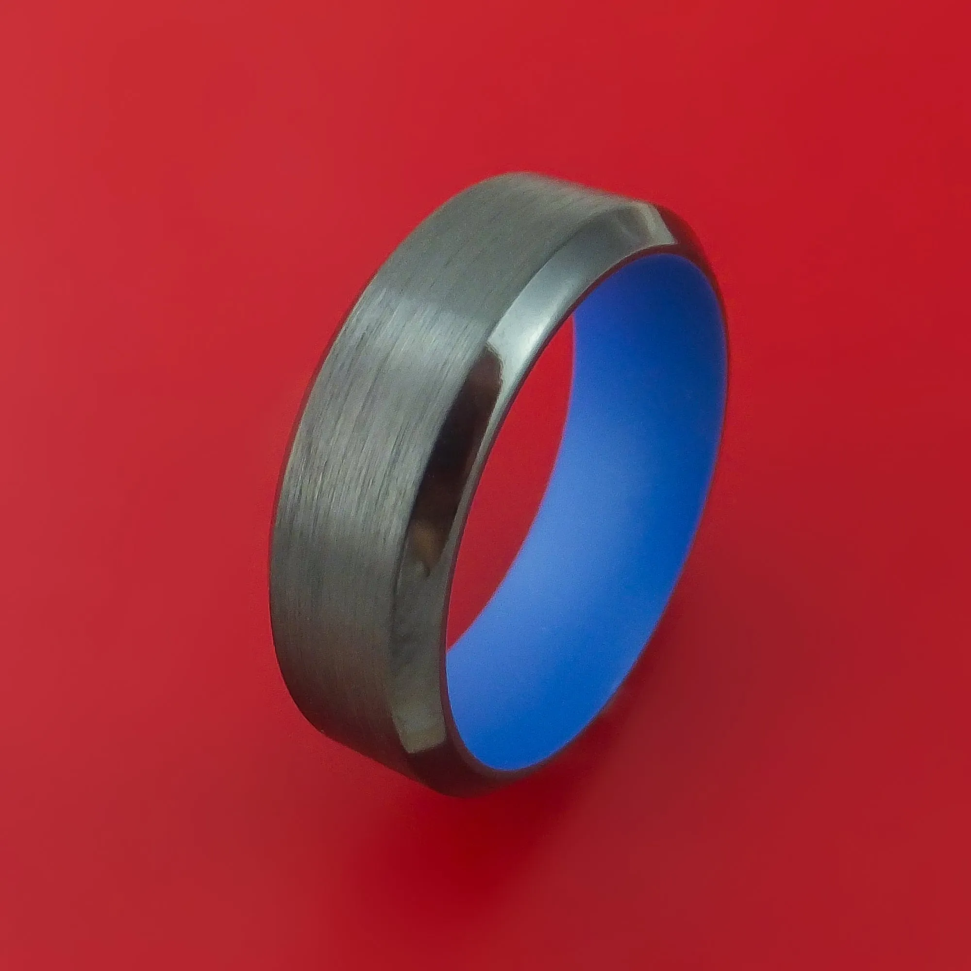 Black Zirconium Ring with Interior Cerakote Sleeve Custom Made Band