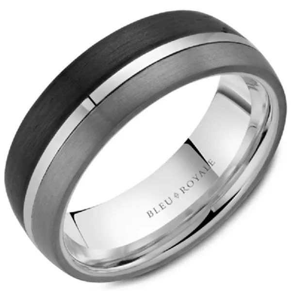 Bleu Royale Three-Tone Gold, Forged Carbon & Tantalum Stripe Wedding Band