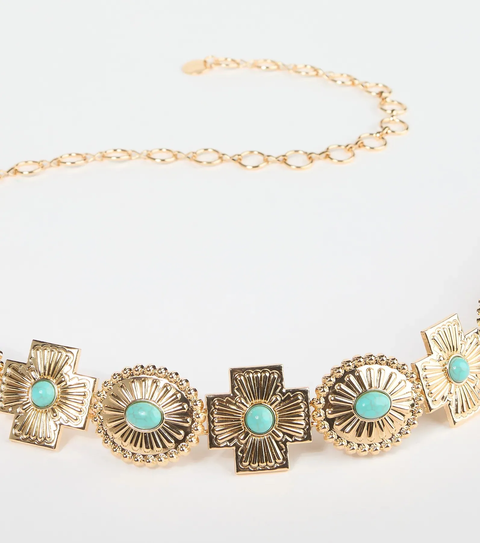 Boho Sleek Cross Concho Chain Belt