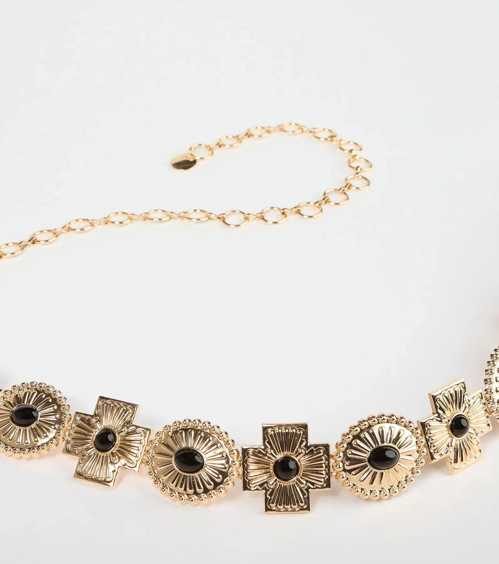 Boho Sleek Cross Concho Chain Belt