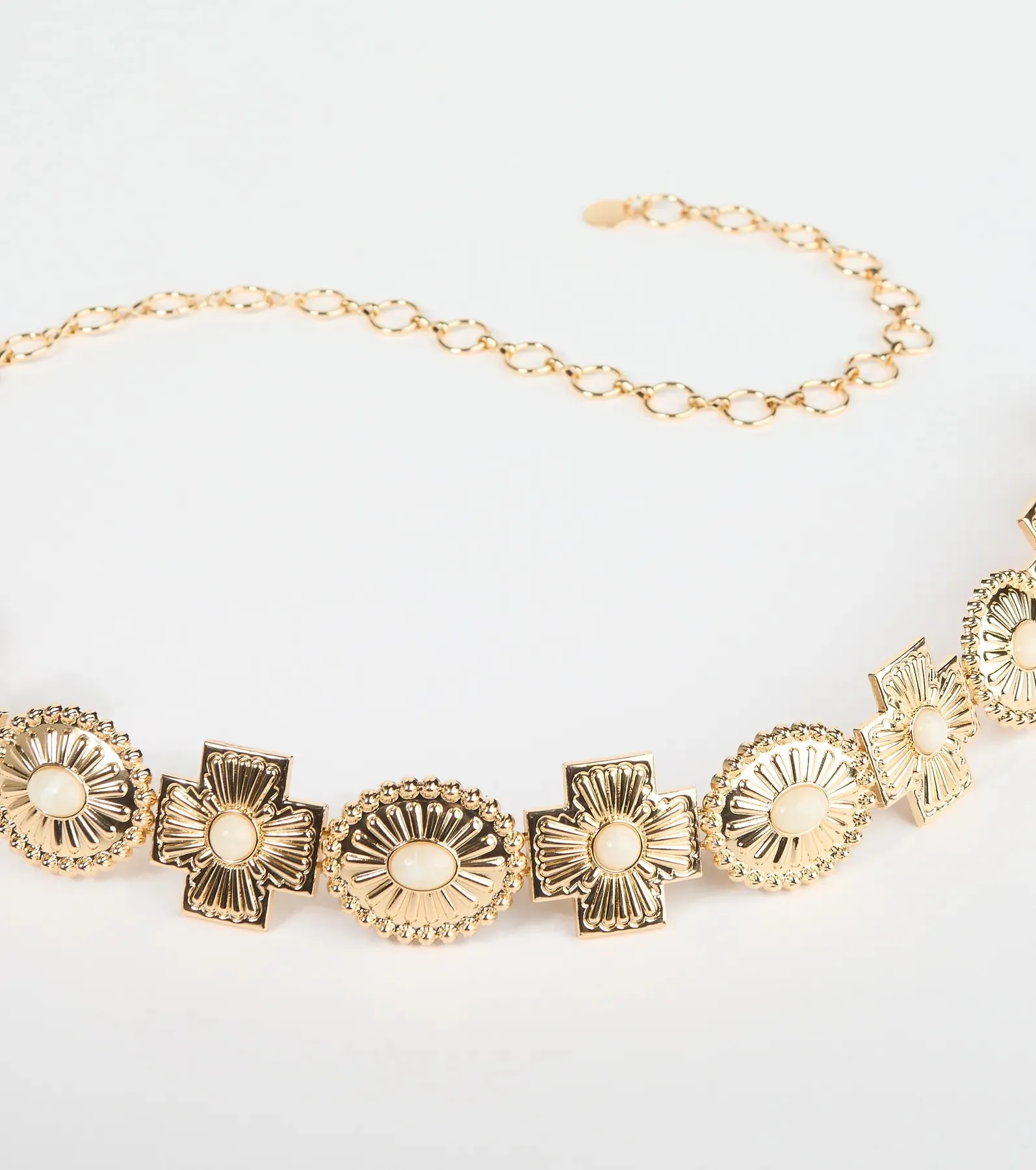 Boho Sleek Cross Concho Chain Belt