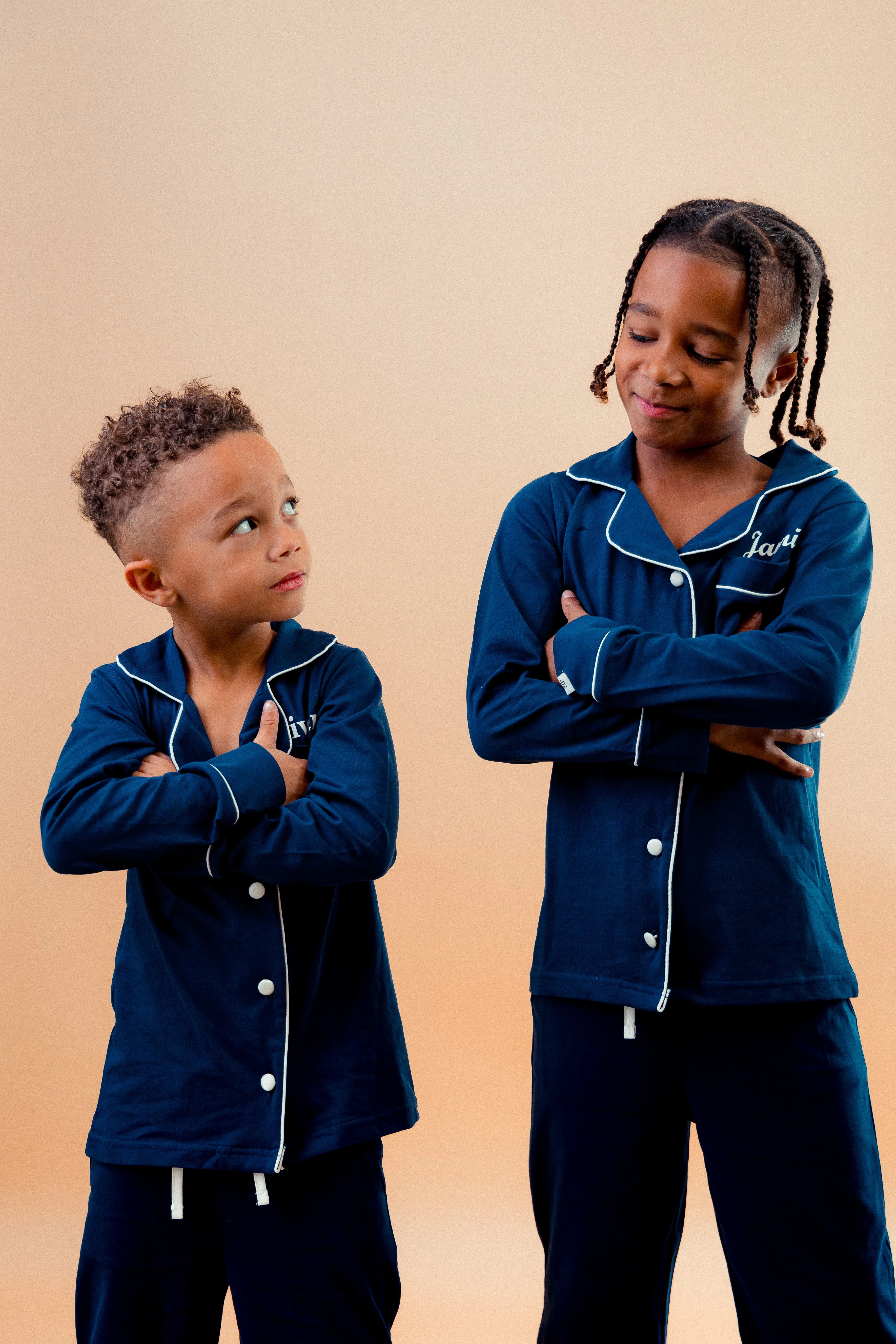 Boys long jersey personalised pyjamas Black