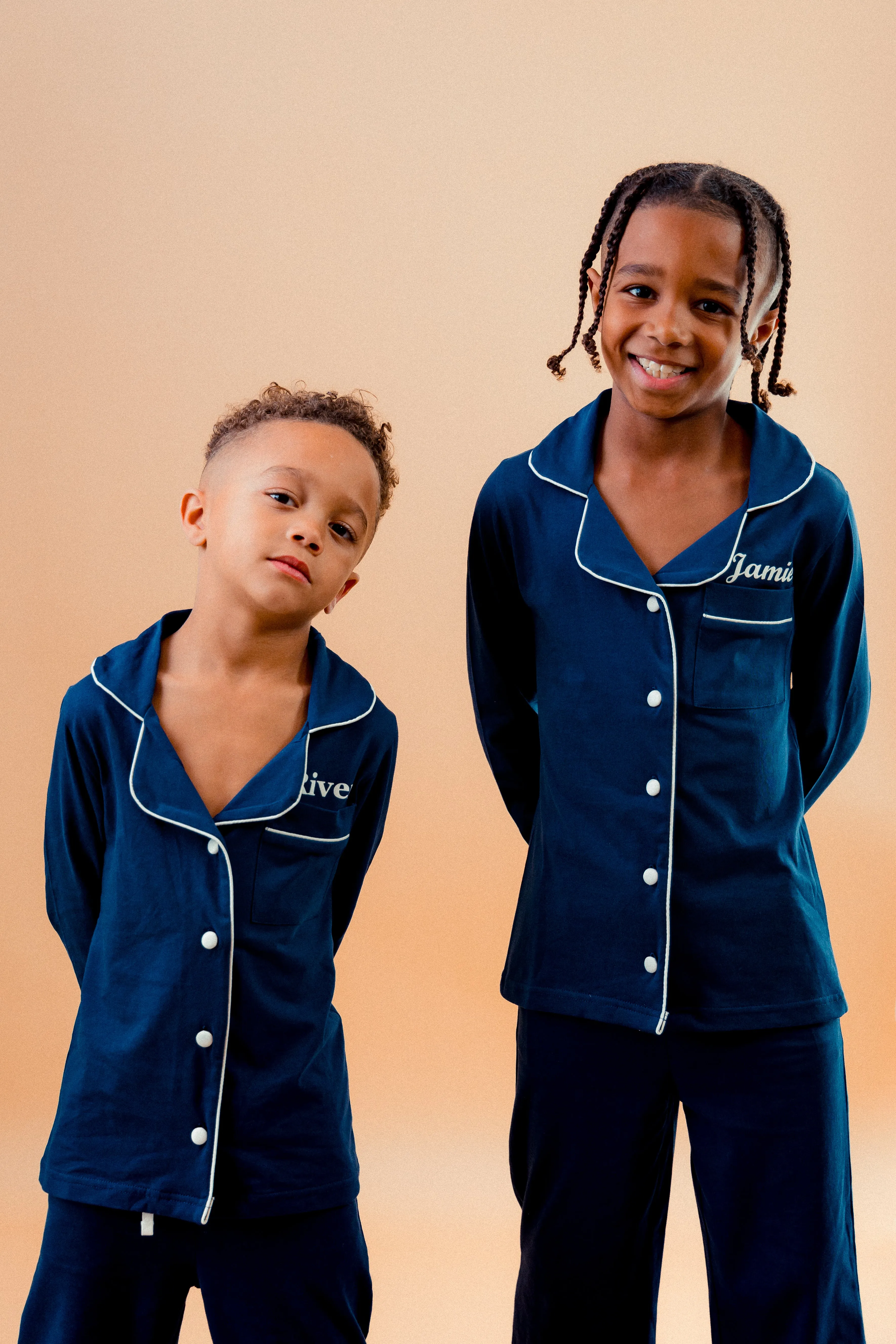 Boys long jersey personalised pyjamas Black