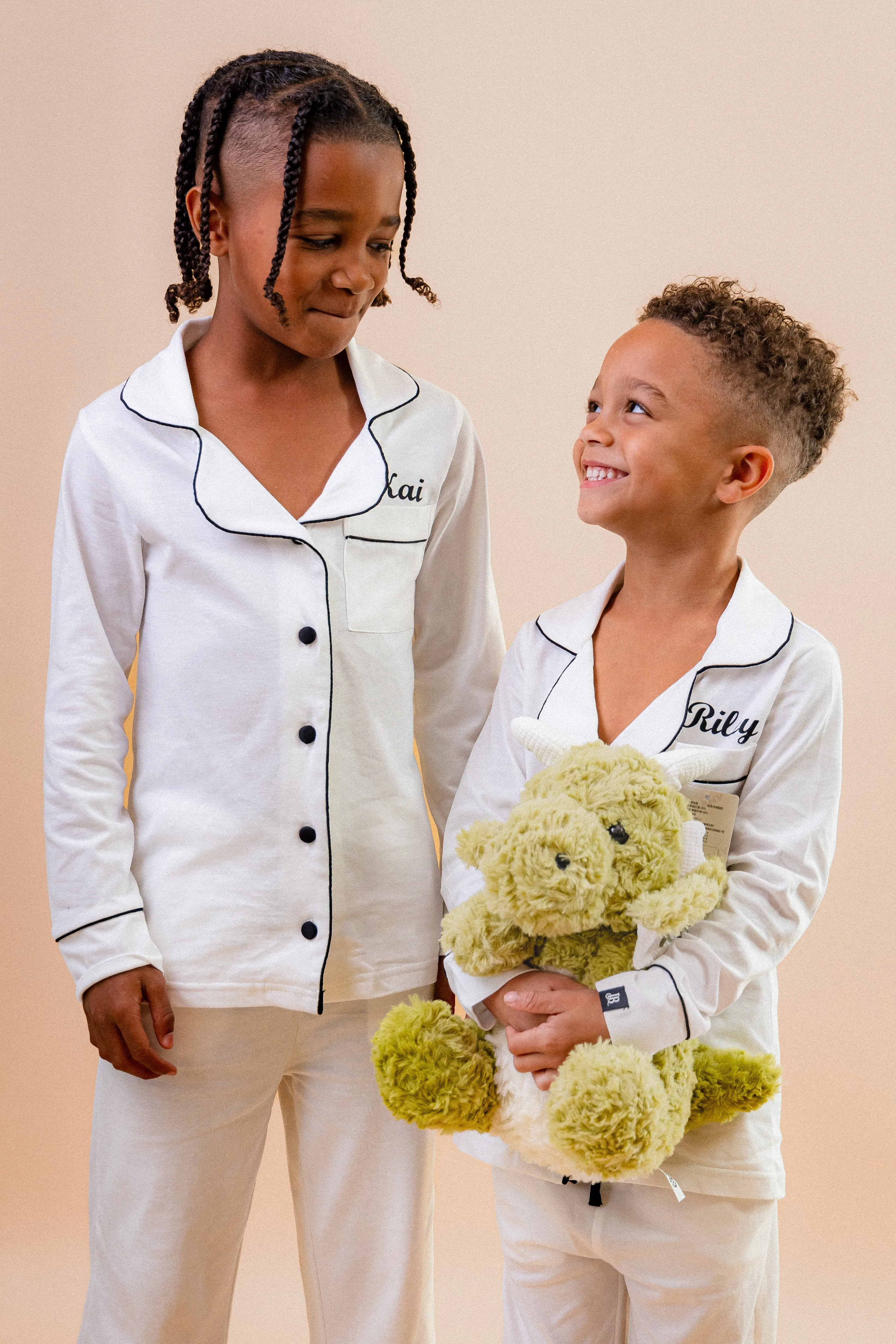 Boys long jersey personalised pyjamas Black