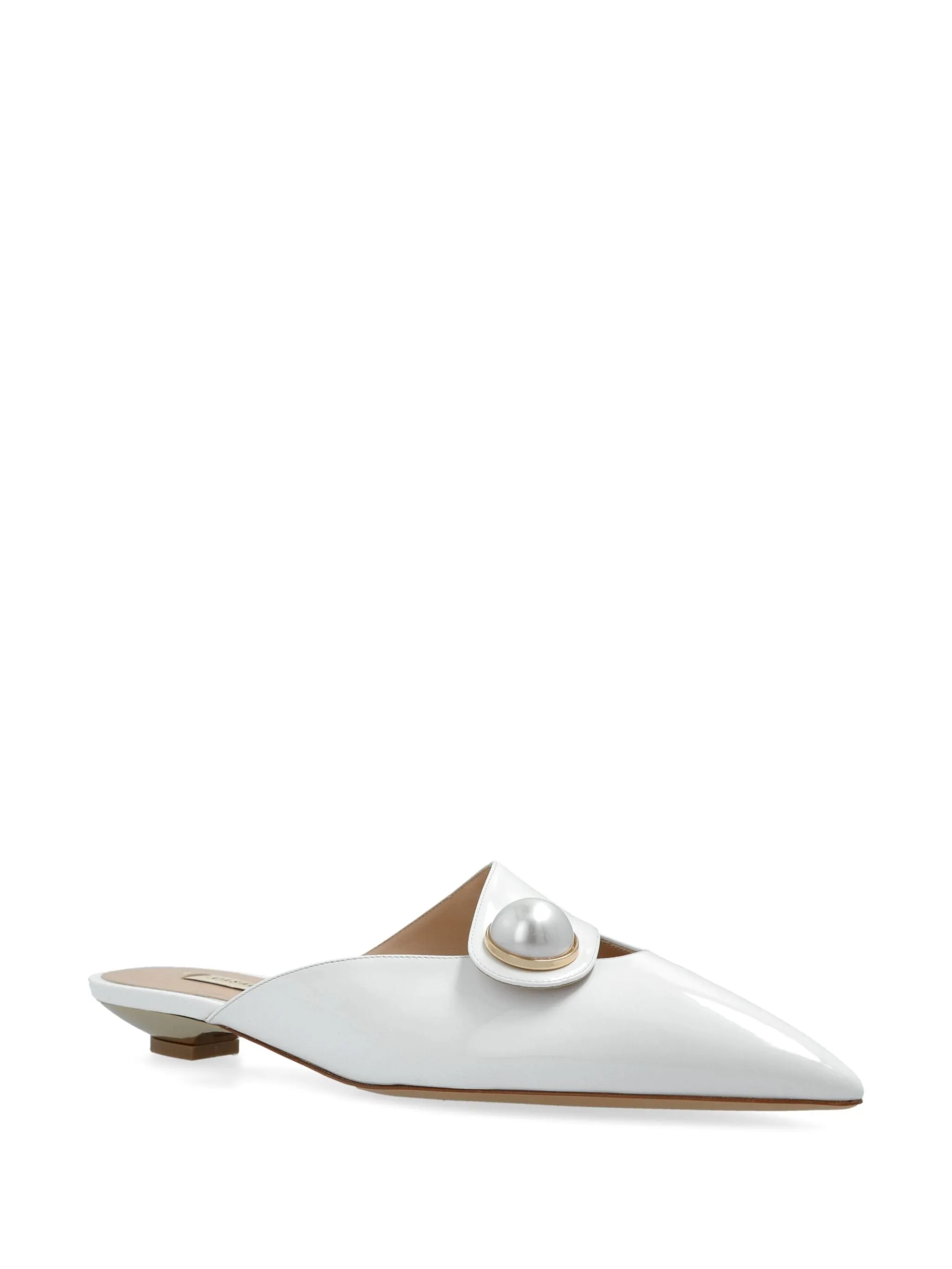 Casadei Blade Pearl Detail White Mules