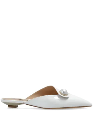 Casadei Blade Pearl Detail White Mules