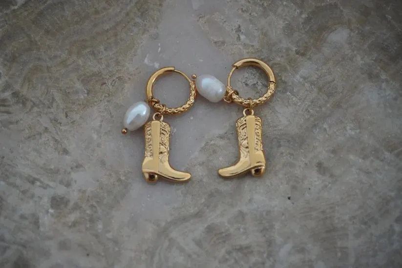 Chansuttpearls Cowboy Boot Earrings