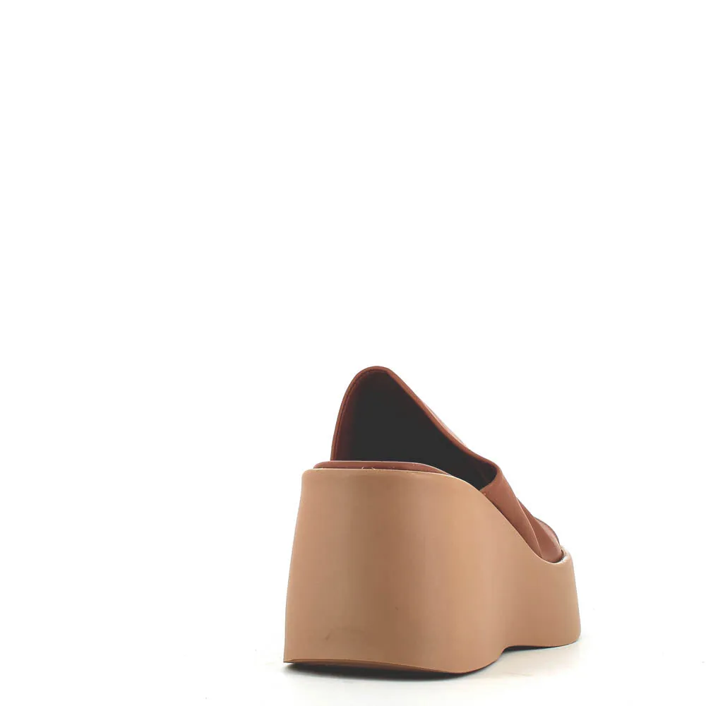 Cinders Edit High Leather Wedge Mule Coconut